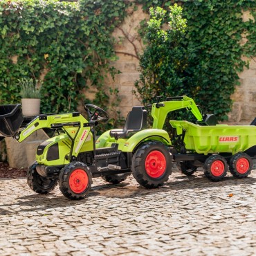 FALK Traktorius CLAAS AVEC Pedal Green su priekaba nuo 3 metų