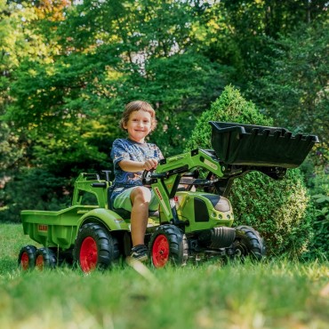 FALK Traktorius CLAAS AVEC Pedal Green su priekaba nuo 3 metų
