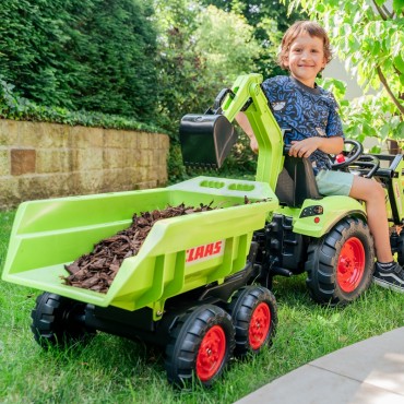 FALK Traktorius CLAAS AVEC Pedal Green su priekaba nuo 3 metų