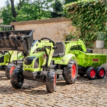 FALK Traktorius CLAAS AVEC Pedal Green su priekaba nuo 3 metų