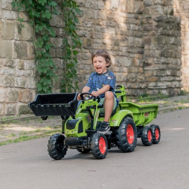 FALK Traktorius CLAAS AVEC Pedal Green su priekaba nuo 3 metų