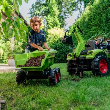 FALK Traktorius CLAAS AVEC Pedal Green su priekaba nuo 3 metų