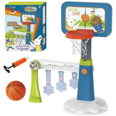 WOOPIE 2in1 rinkinys krepšinio futbolo įvartis + kamuolys + pompa