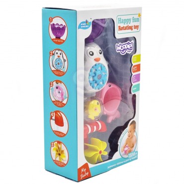 WOOPIE BABY Penguin vonios vandens žaislas Žuvies ritė + Perpildymo puodelis