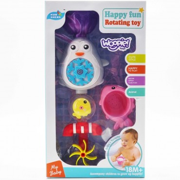 WOOPIE BABY Penguin vonios vandens žaislas Žuvies ritė + Perpildymo puodelis