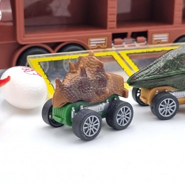 WOOPIE dinozaurų sunkvežimis su paleidimo priemone ir žaisliniais automobiliais 15 vnt.