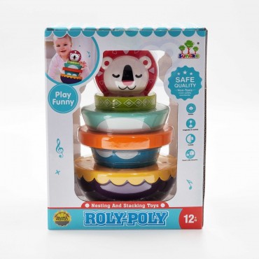WOOPIE BABY sensorinė žaislinė piramidinė dėlionė kūdikiams 6 vnt.