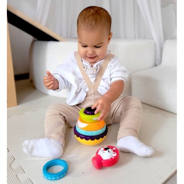 WOOPIE BABY sensorinė žaislinė piramidinė dėlionė kūdikiams 6 vnt.