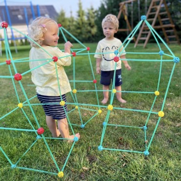 WOOPIE Dideli Konstrukciniai Blokai Palapinės Šiaudeliai Vamzdžiai Švytintys Tamsoje 128 vnt.