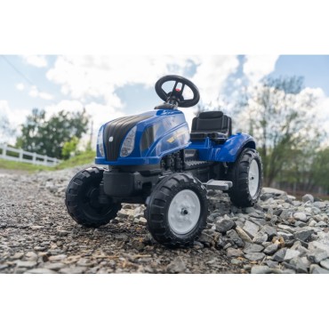 FALK Pedalinis traktorius New Holland Large su priekaba + atidaromas variklio dangtis nuo 2 metų
