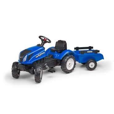 FALK Pedalinis traktorius New Holland Large su priekaba + atidaromas variklio dangtis nuo 2 metų