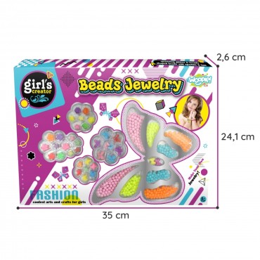 WOOPIE ART&FUN rinkinys papuošalų apyrankėms, pakabučiams, žiedams, auskarams su drugeliais, gamybai