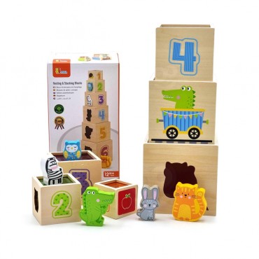 VIGA medinių piramidinių dėlionių kaladėlių rūšiuotojas Montessori