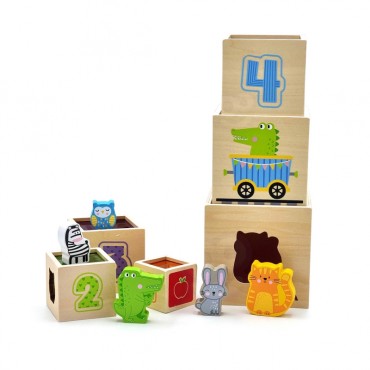 VIGA medinių piramidinių dėlionių kaladėlių rūšiuotojas Montessori