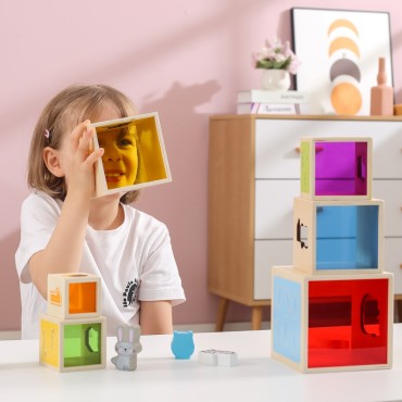 VIGA medinių piramidinių dėlionių kaladėlių rūšiuotojas Montessori