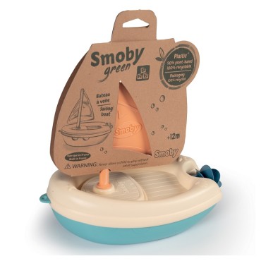 SMOBY Little Green Sailboat vandens valtis, pagaminta iš bioplastiko