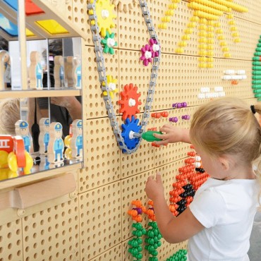 MASTERKIDZ sieninės plokštės pavaros ir grandinė 79 El. Sukurkite savo mechanizmą