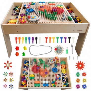 MASTERKIDZ medinis mokomasis stalas + SIENOS PRIEDAI stiebams