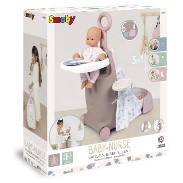 SMOBY Kūdikių slaugytojos daugiafunkcinis lagaminas su lėlės lova
