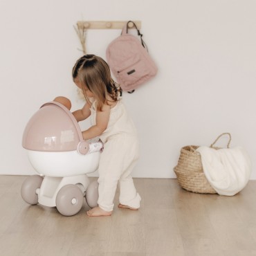 SMOBY Kūdikių slaugytojos lėlės gilus vežimėlis su plastikiniu stogeliu
