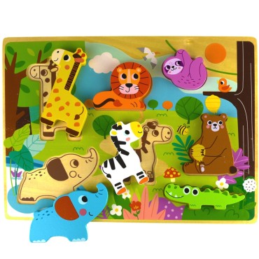 Tooky žaislinė medinė dėlionė Montessori gyvūnai miške atitinka figūras