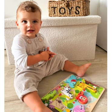 Tooky žaislinė medinė dėlionė Montessori gyvūnai miške atitinka figūras