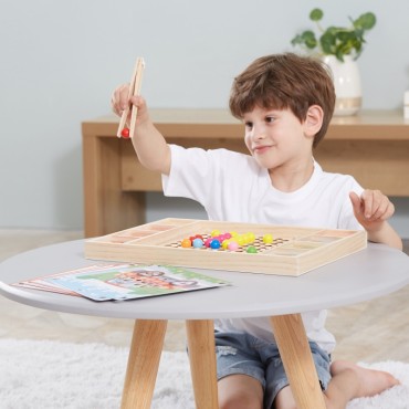 VIGA Medinių kamuoliukų žaidimas Pagauk ir sužaisk Montessori galvosūkį