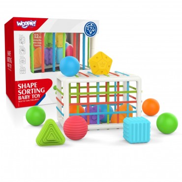 WOOPIE BABY Lankstus sensorinis kubas Baby Sorter Spalvotos formos 13 el.