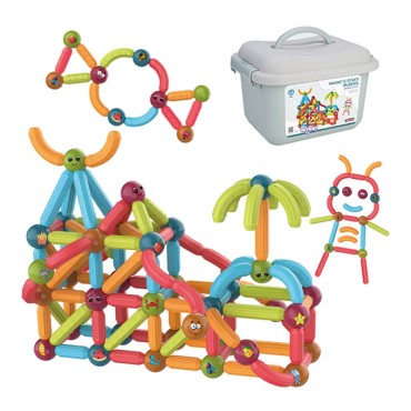 WOOPIE Magnetinės konstrukcijos Statybiniai blokai Mokomieji 128 vnt.