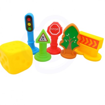 WOOPIE BABY kelio kilimėlis žaisliniams automobiliams Rinkinys Dinozaurai Automobiliai + Kelio ženklai