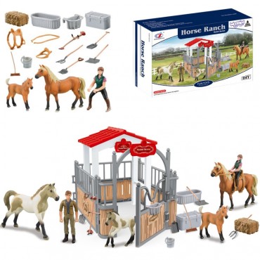 WOOPIE komplektas Stable Horse Pen Figūrėlės 18 vnt.