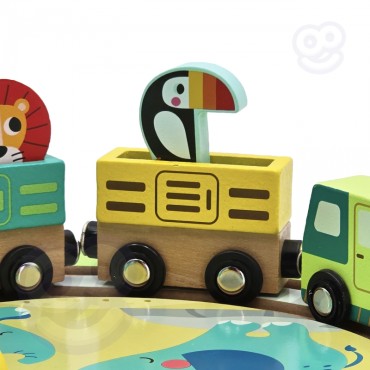 Tooky Toy Medinis lagaminas Track Zoo Gyvūnai Transporto priemonių vagonai