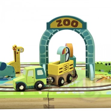 Tooky Toy Medinis lagaminas Track Zoo Gyvūnai Transporto priemonių vagonai
