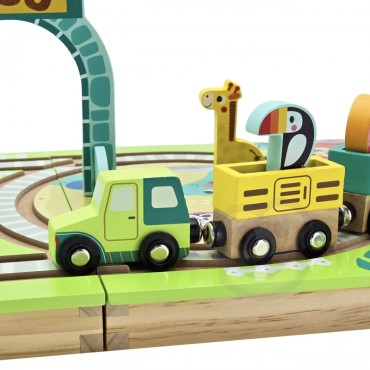 Tooky Toy Medinis lagaminas Track Zoo Gyvūnai Transporto priemonių vagonai