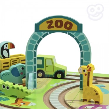 Tooky Toy Medinis lagaminas Track Zoo Gyvūnai Transporto priemonių vagonai