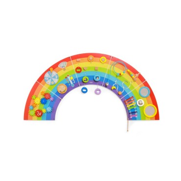 VIGA medinės jutimo ir manipuliavimo plokštės EDU Rainbow FSC sertifikatas