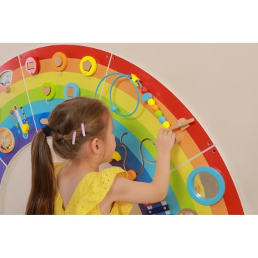 VIGA medinės jutimo ir manipuliavimo plokštės EDU Rainbow FSC sertifikatas