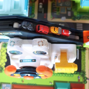 WOOPIE automobilių stovėjimo garažas su interaktyviu vairu + 4 automobiliai