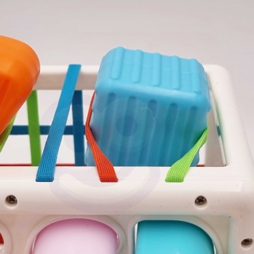 WOOPIE BABY Lankstus sensorinis kubelių rūšiuotojas vaikams Spalvingų formų abėcėlė 15 vnt.