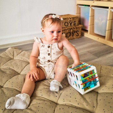 WOOPIE BABY Lankstus sensorinis kubelių rūšiuotojas vaikams Spalvingų formų abėcėlė 15 vnt.