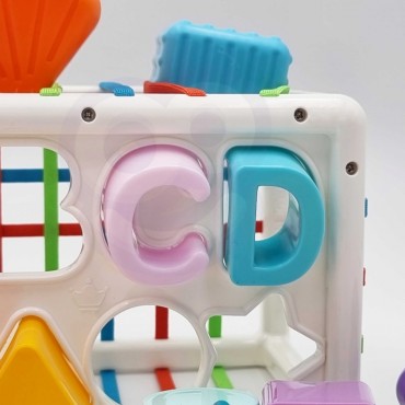 WOOPIE BABY Lankstus sensorinis kubelių rūšiuotojas vaikams Spalvingų formų abėcėlė 15 vnt.