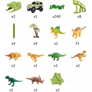 WOOPIE XXL Car Track Dinosaurs 240 vnt.