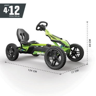 BERG Pedal Go Kart RALLY DRT GREEN BFR 4-12 metų iki 60 kg