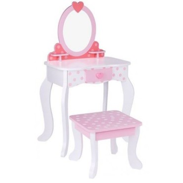 TOOKY TOY Rožinis medinis kosmetinis staliukas su kėde