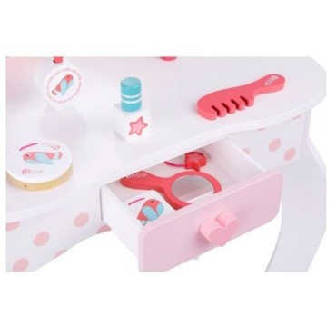 TOOKY TOY Rožinis medinis kosmetinis staliukas su kėde