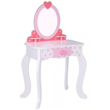 TOOKY TOY Rožinis medinis kosmetinis staliukas su kėde