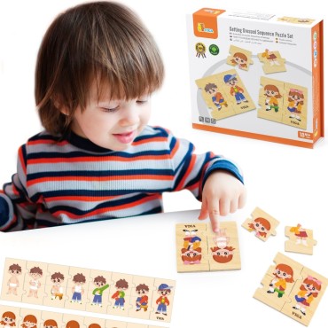 VIGA Medinė edukacinė dėlionė Vaikų aprengimo dėlionė
