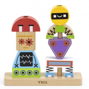 VIGA Pyramid Puzzle Robots + Patterns 8 vnt.