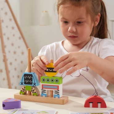 VIGA Pyramid Puzzle Robots + Patterns 8 vnt.