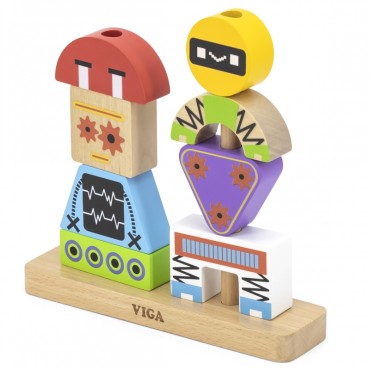 VIGA Pyramid Puzzle Robots + Patterns 8 vnt.